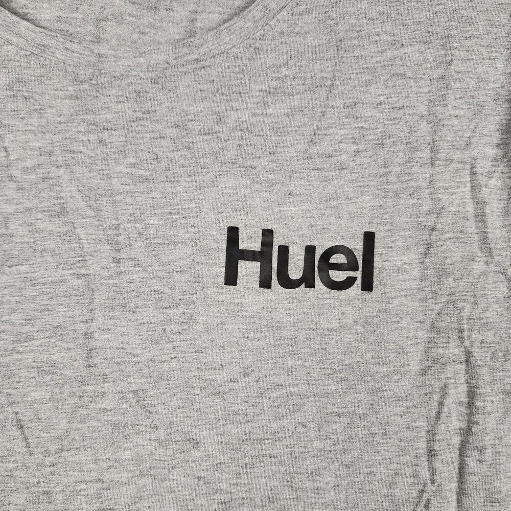 Huel Shirt Mens XL Gray Logo Graphic Logo Short Sleeve Crewneck Workout Health